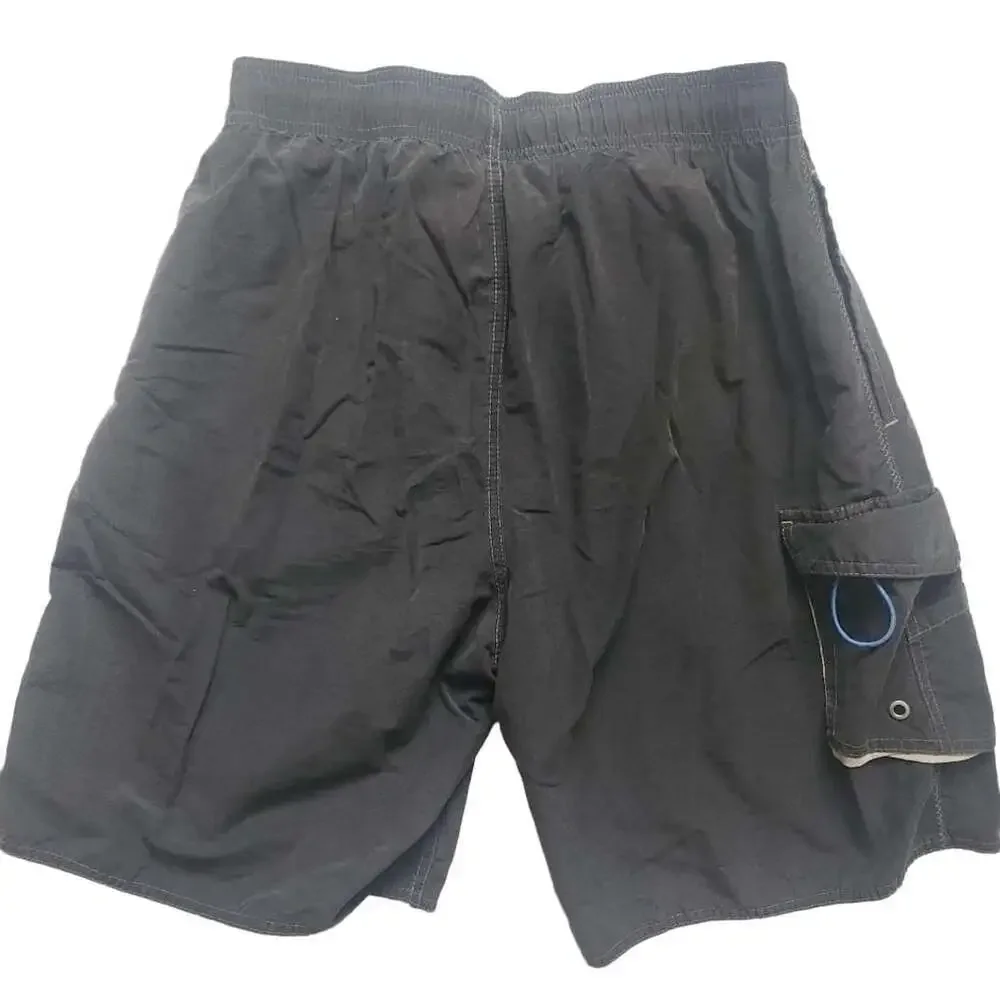 Vintage Y2K No Bad Days Board Shorts Size S Gray Cargo Swim Trunks